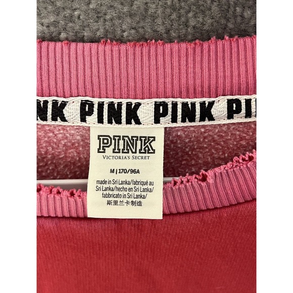 Victorias Secret PINK SPELLOUT Distressed Sweatshirt Womens Size Medium Pullover - Picture 3 of 9